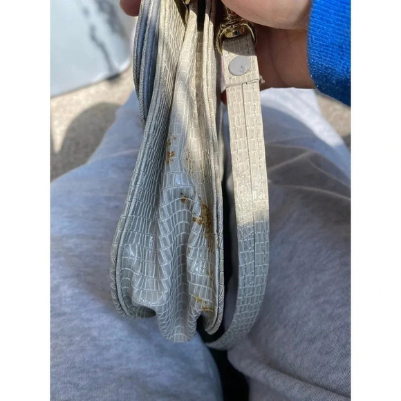 VTG Y2K Genuine Leather Made in Korea Snake Print Crossbody Bag Silver Color - Picture 12 of 12